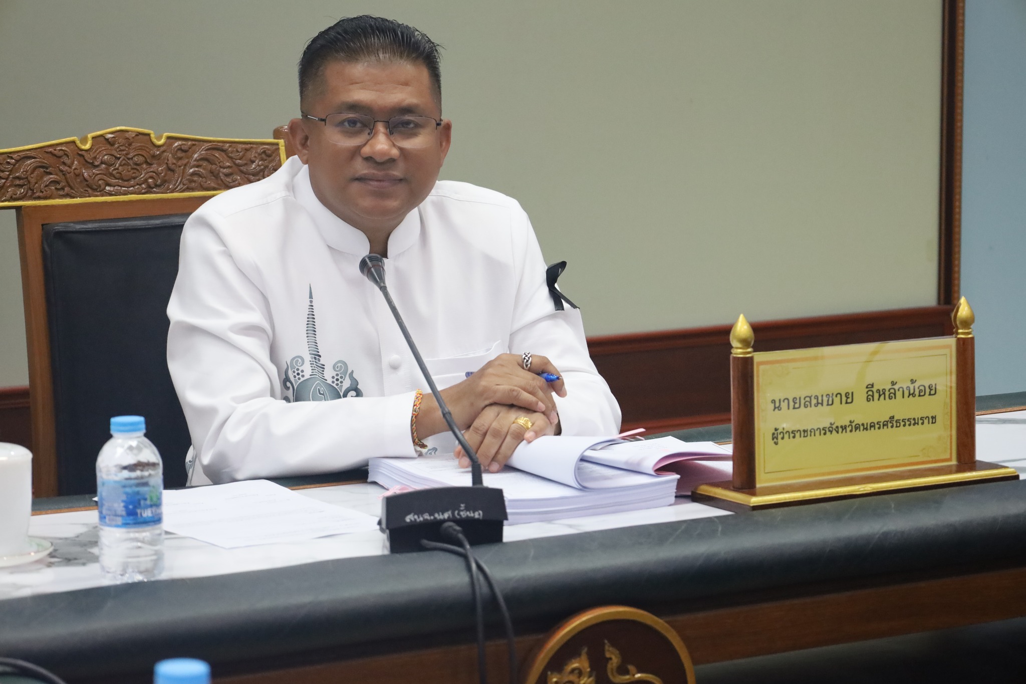 ผวจ.นครศรีธรรมราช นั่งหัวโต๊ะประชุมการจ่ายเงินกองทุนเงินช่วยเหลือผู้ประสบสาธารณภัย สำนักนายกรัฐมนตรี กรณีอุทกภัย ในช่วงฤดูฝน ปี 2568 